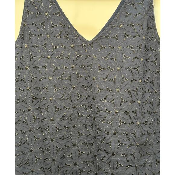 A New Day Navy Blue Lined with Contrasting Black Eyelet Tank Top Size XL - Picture 13 of 13